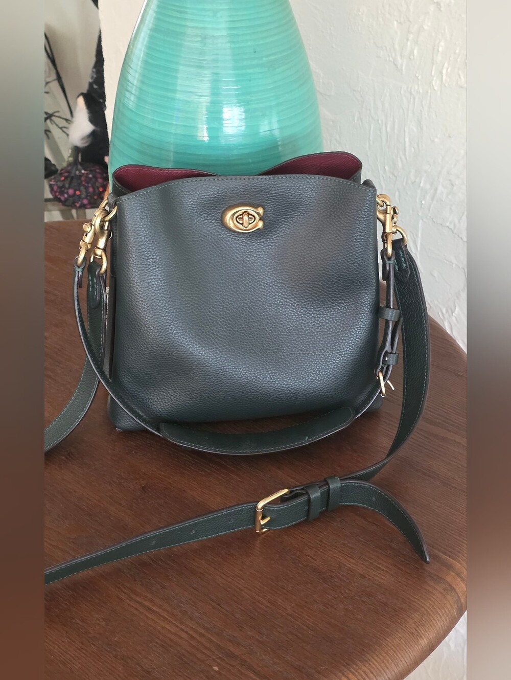 Coach♡ Willow Bucket Bag Green, Crossbody & Shoulder